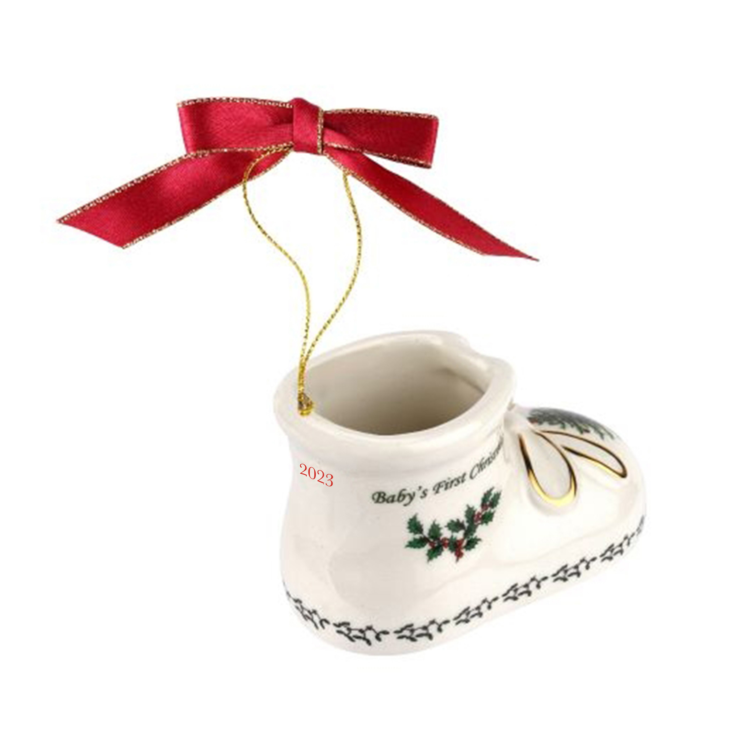 Christmas Tree Baby's 1st Bootie Ornament 2023 image number null